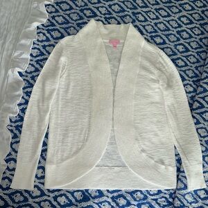 EUC Lilly Pulitzer Amalie Resort White Open Front Cardigan in XL